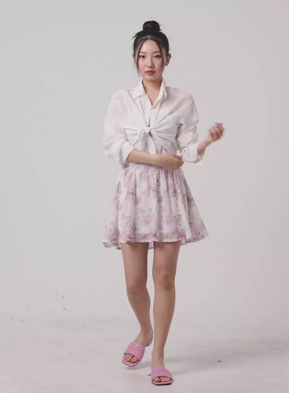 Front Tie Crop Blouse OM428