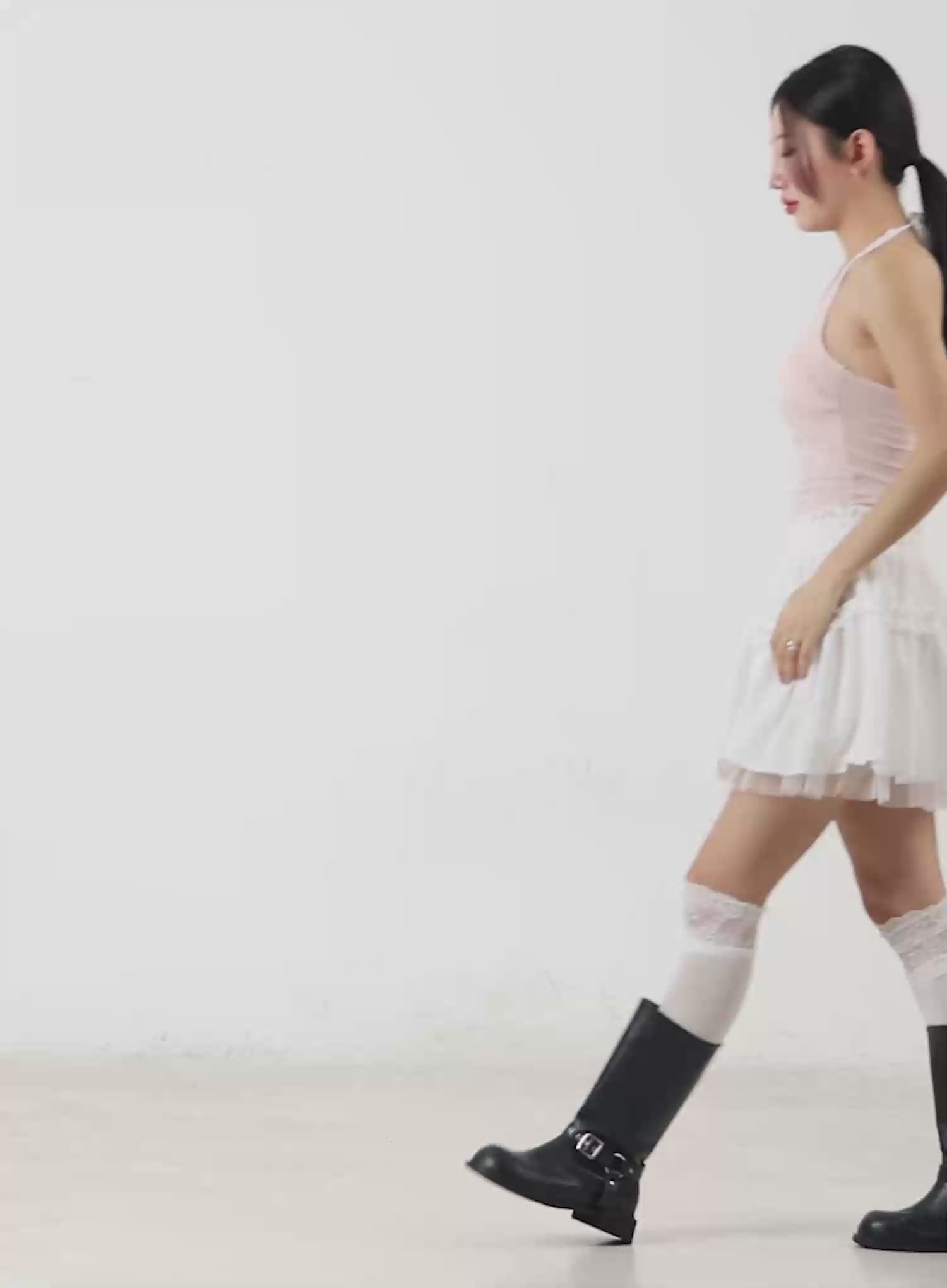 Lace Trim Halter Crop Top CM511