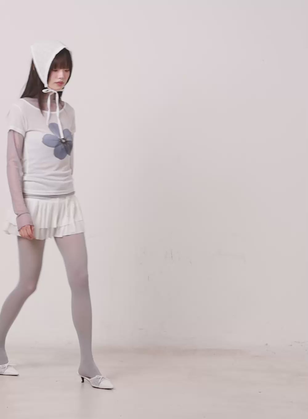 String Ribbon Ruffle Mini Skirt CA522