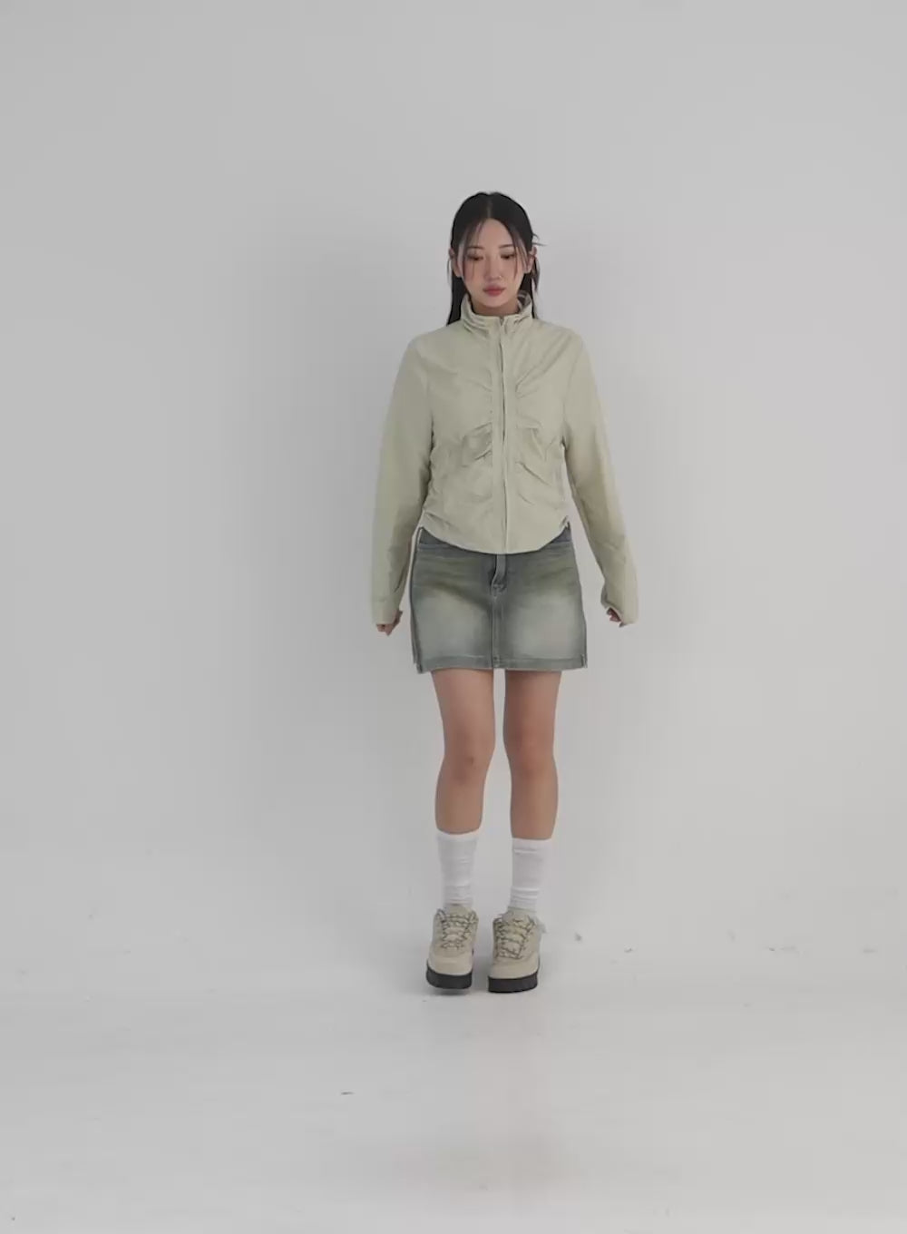 Washed Denim Mini Skort CO327