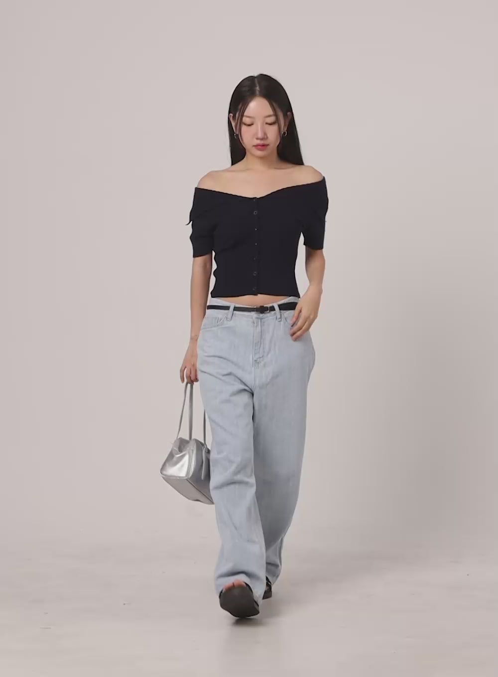 Off-Shoulder Ribbed Top OU407