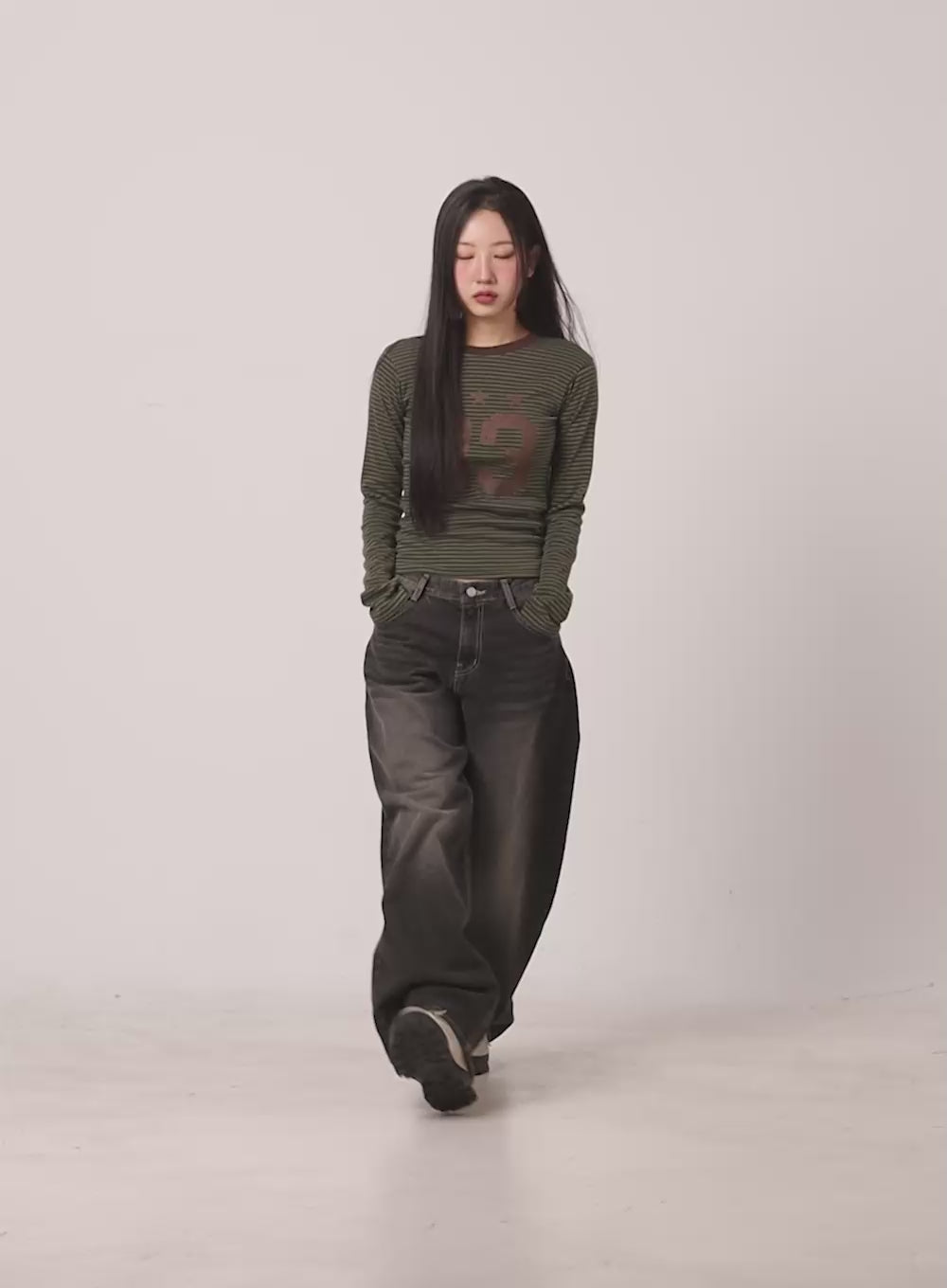 Skyla Washed Wide-Leg Baggy Jeans IF511