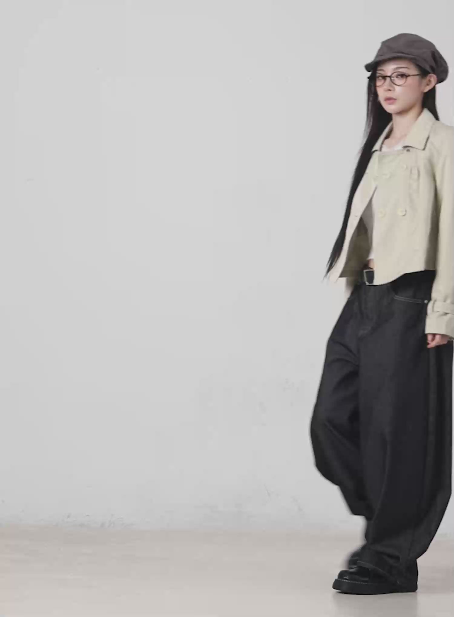 Buttoned Cropped Trench Jacket CM519