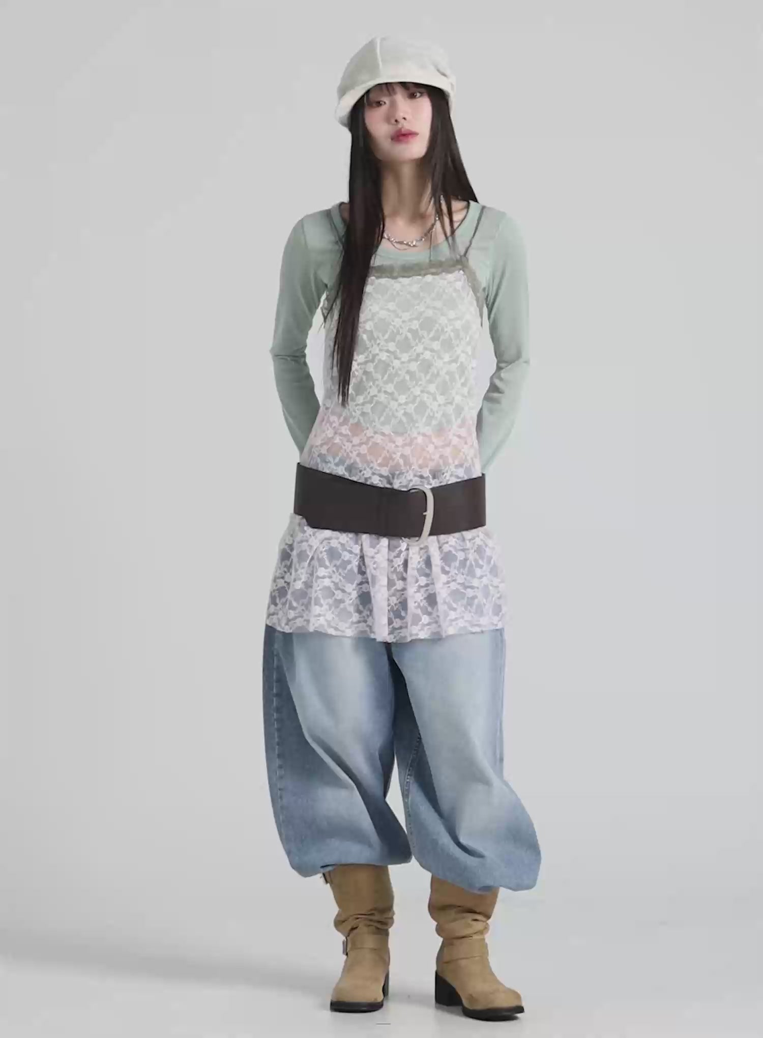 Sheer Lace Layered Mini Dress CA528