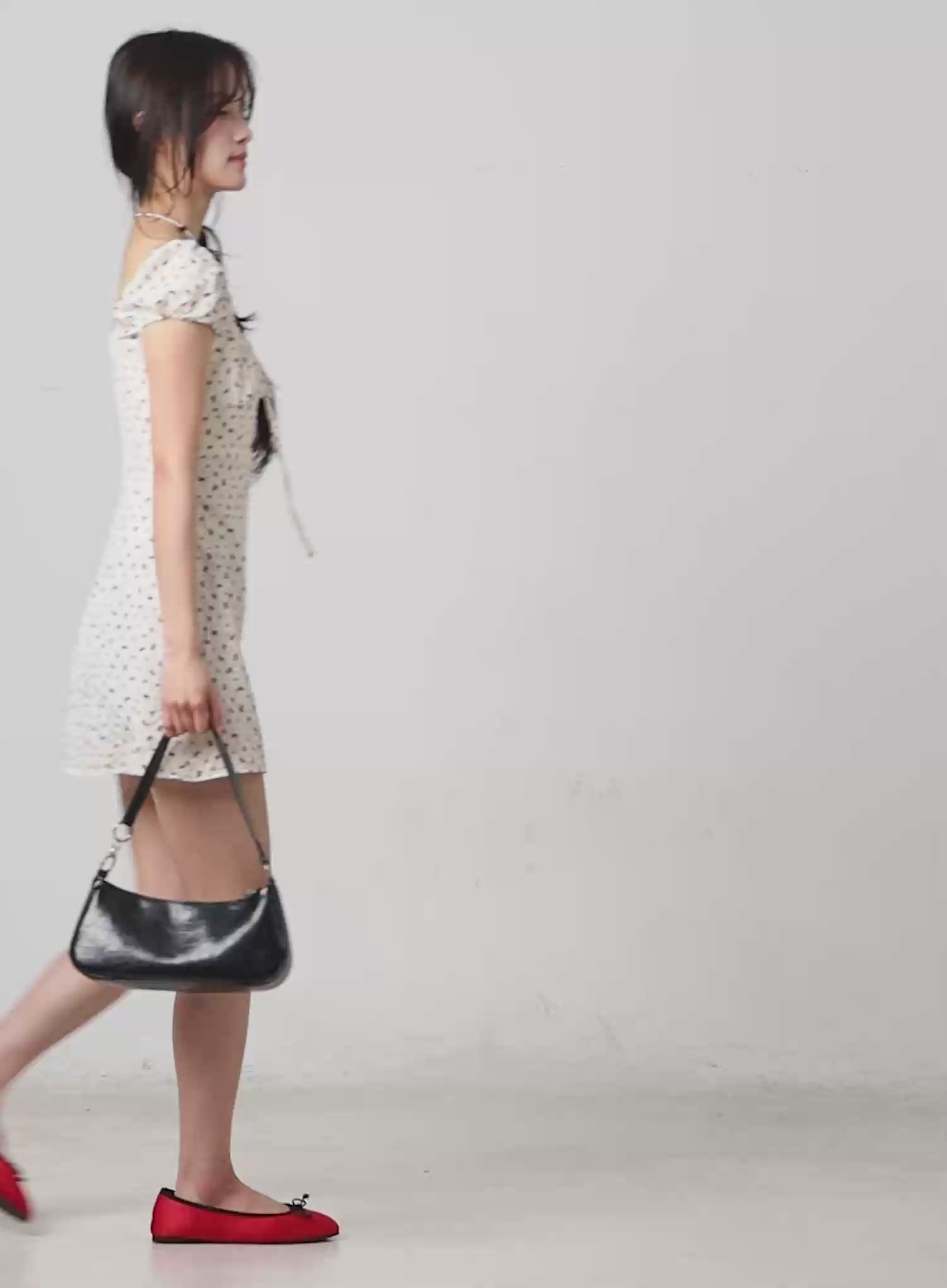 Floral Pattern Puff Sleeve Mini Dress CM527