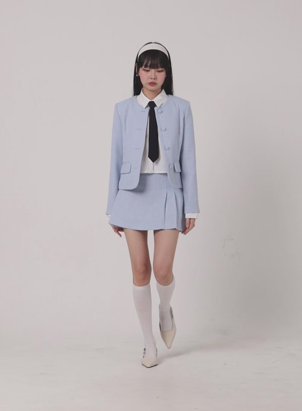 Tweed Pleated Mini Skirt IF402