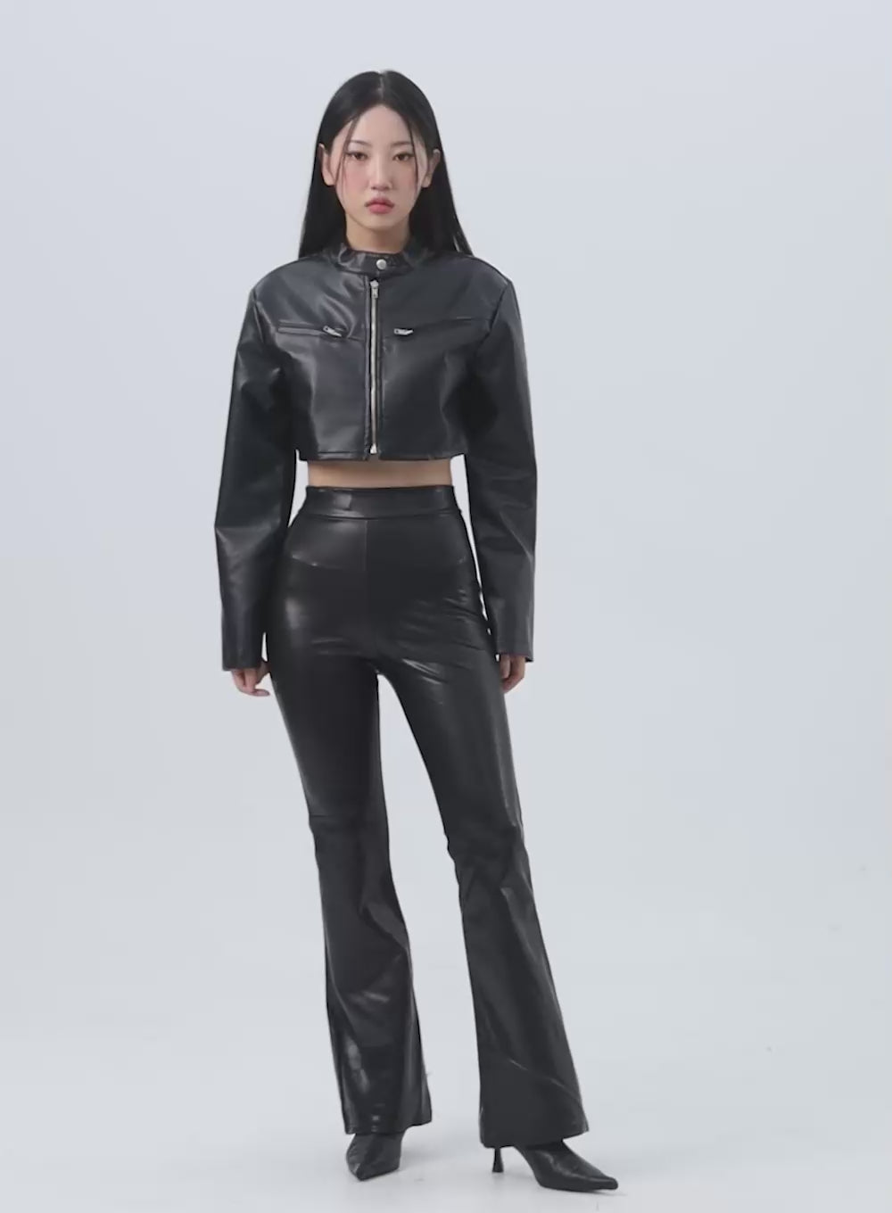 Faux Leather Flare Pants IO317