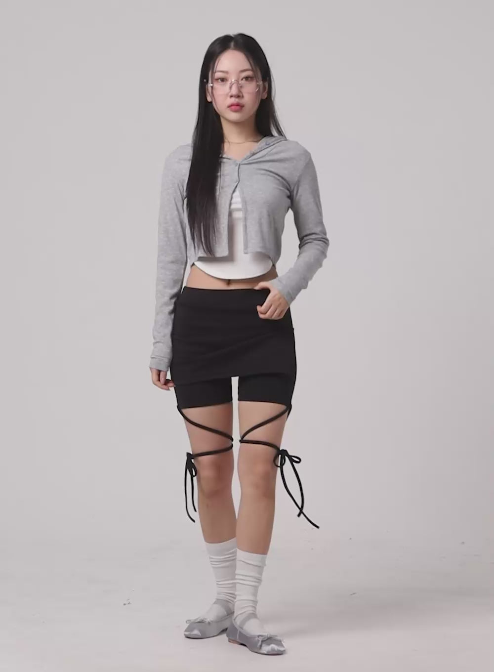 Solid Knotted Wrap Mini Skort CM412