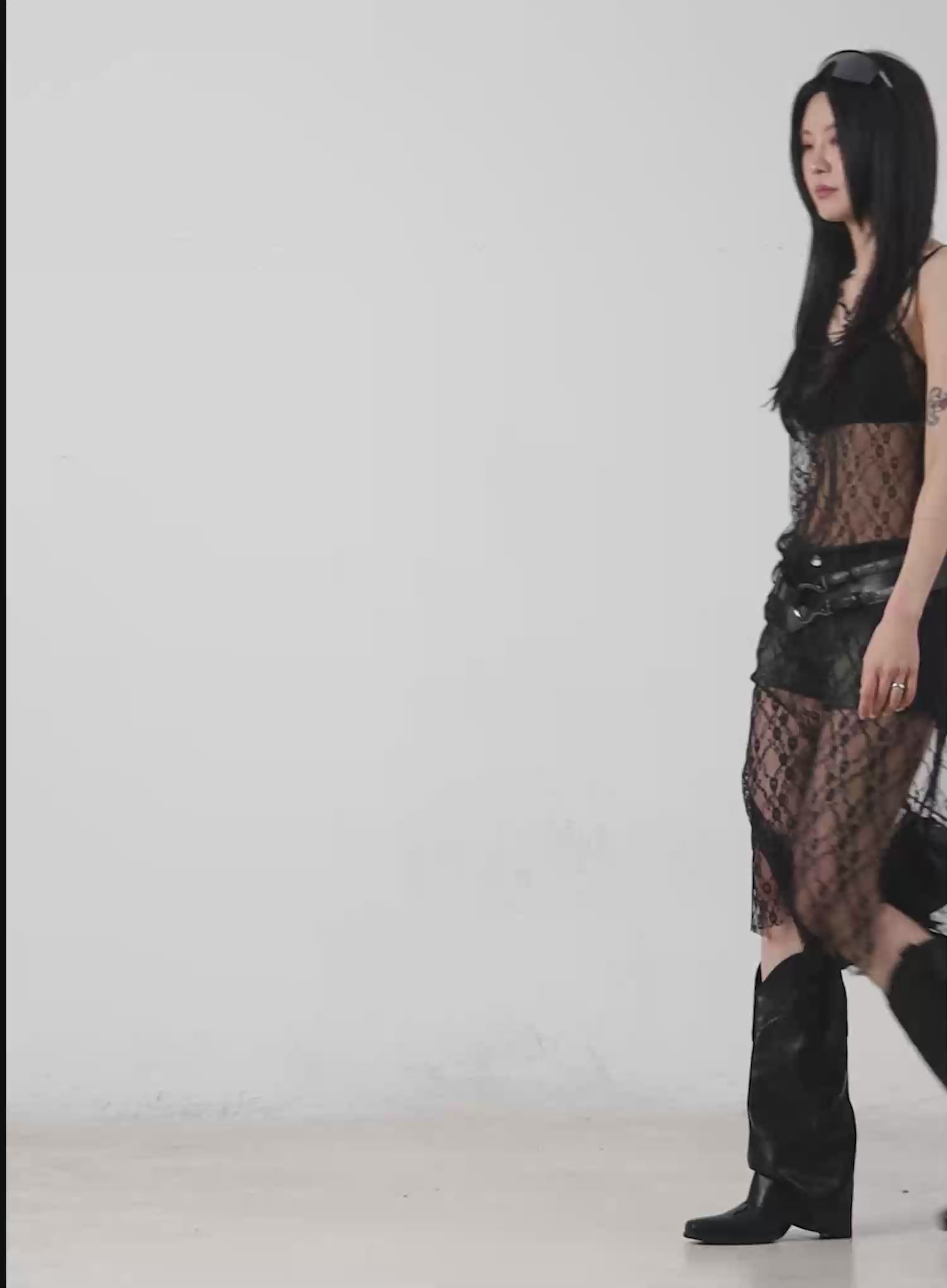 Lace Sheer Overlay Dress CM517