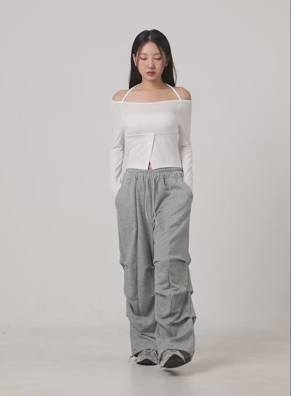 Cotton Pintuck Banded Sweatpants CS405