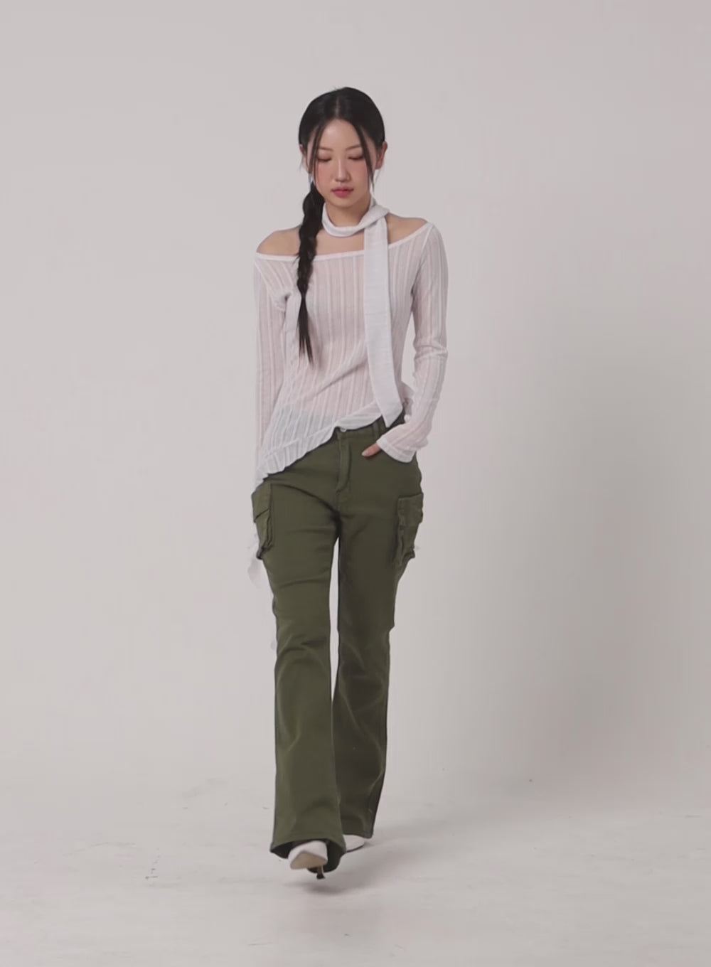 Cargo Slim Fit Bootcut Pants IM404