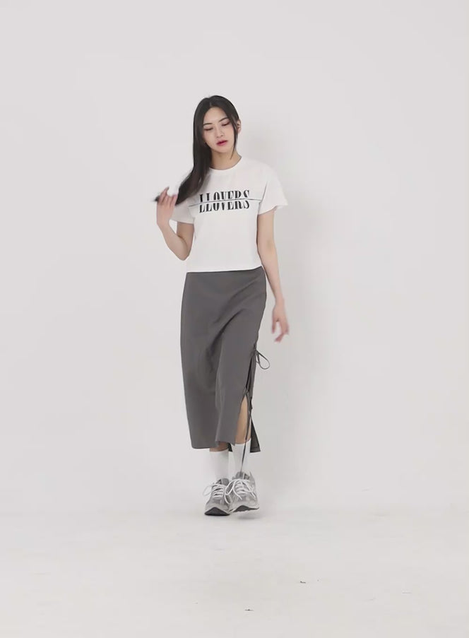 Maxirock aus Nylon mit seitlichem Schlitz BY312