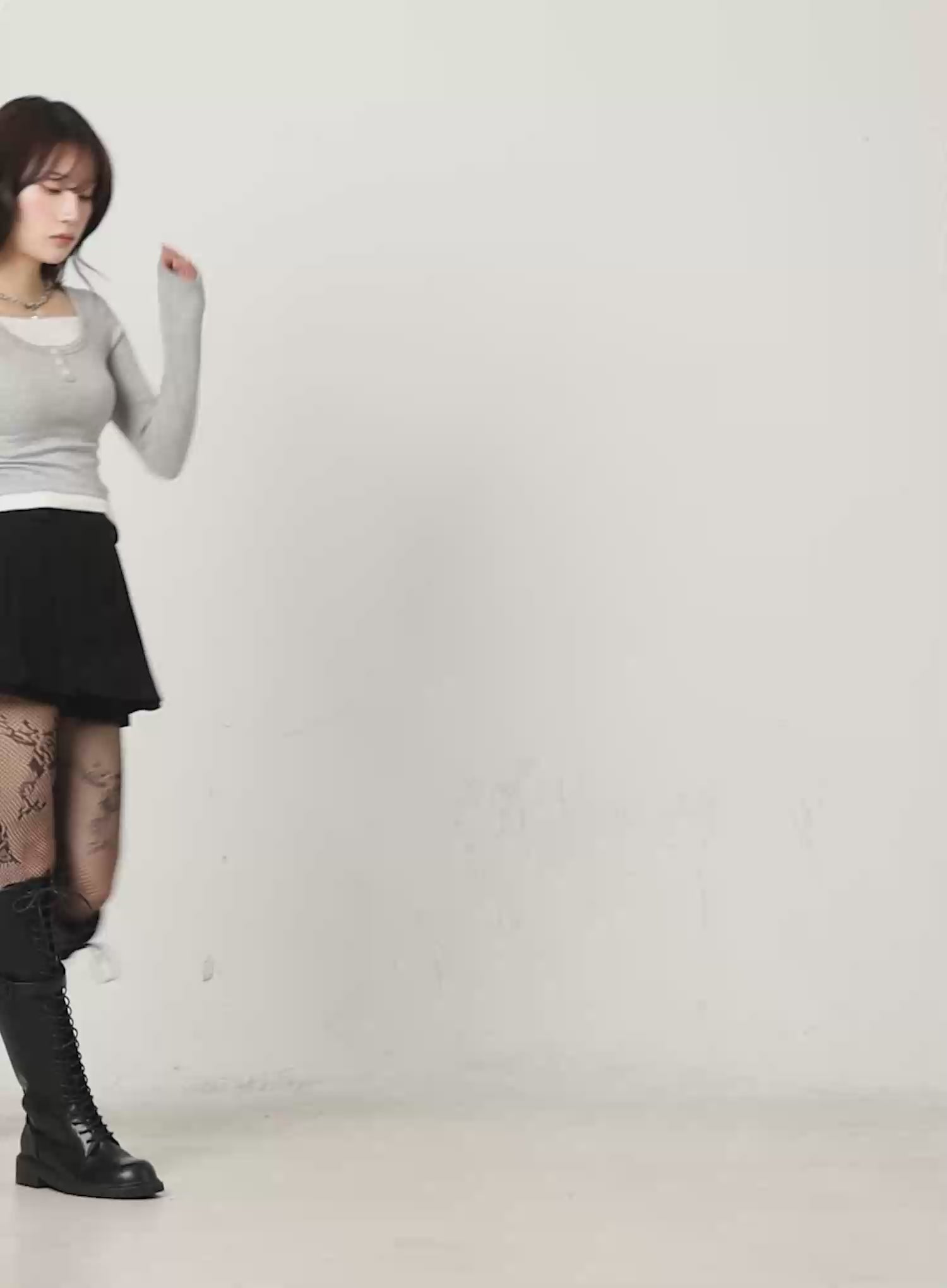 Fleece-Lined Layered Henley Top CN525