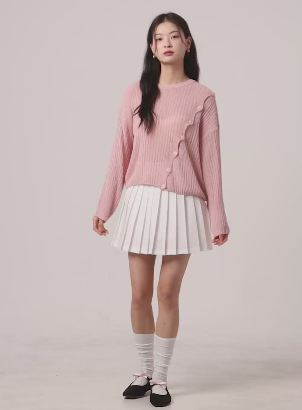 Solid Pleated Mini Skirt OY421