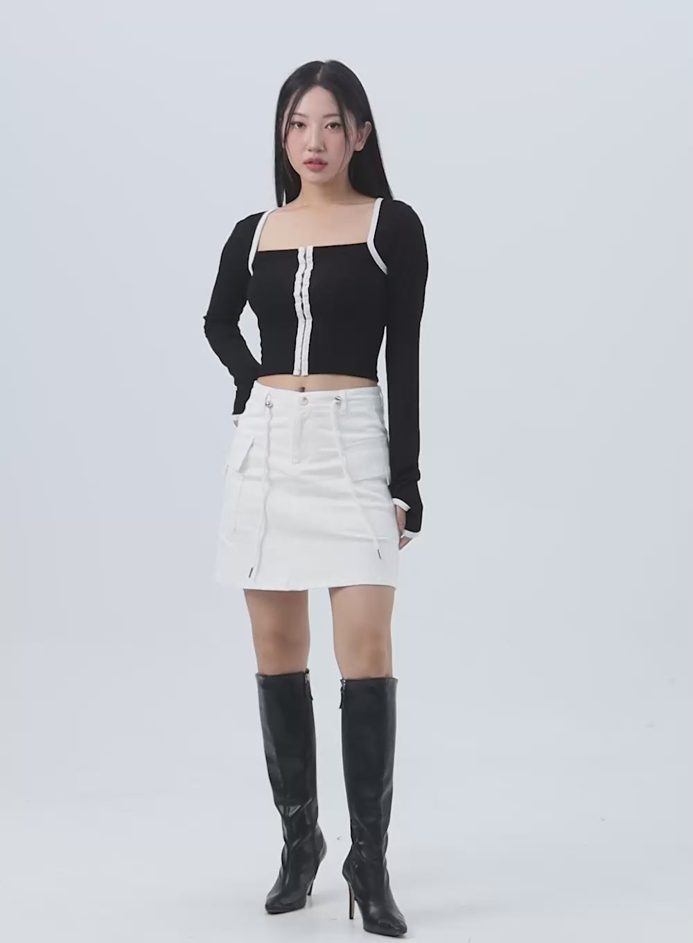 Cargo Mini Skirt with Waist Tie IO317