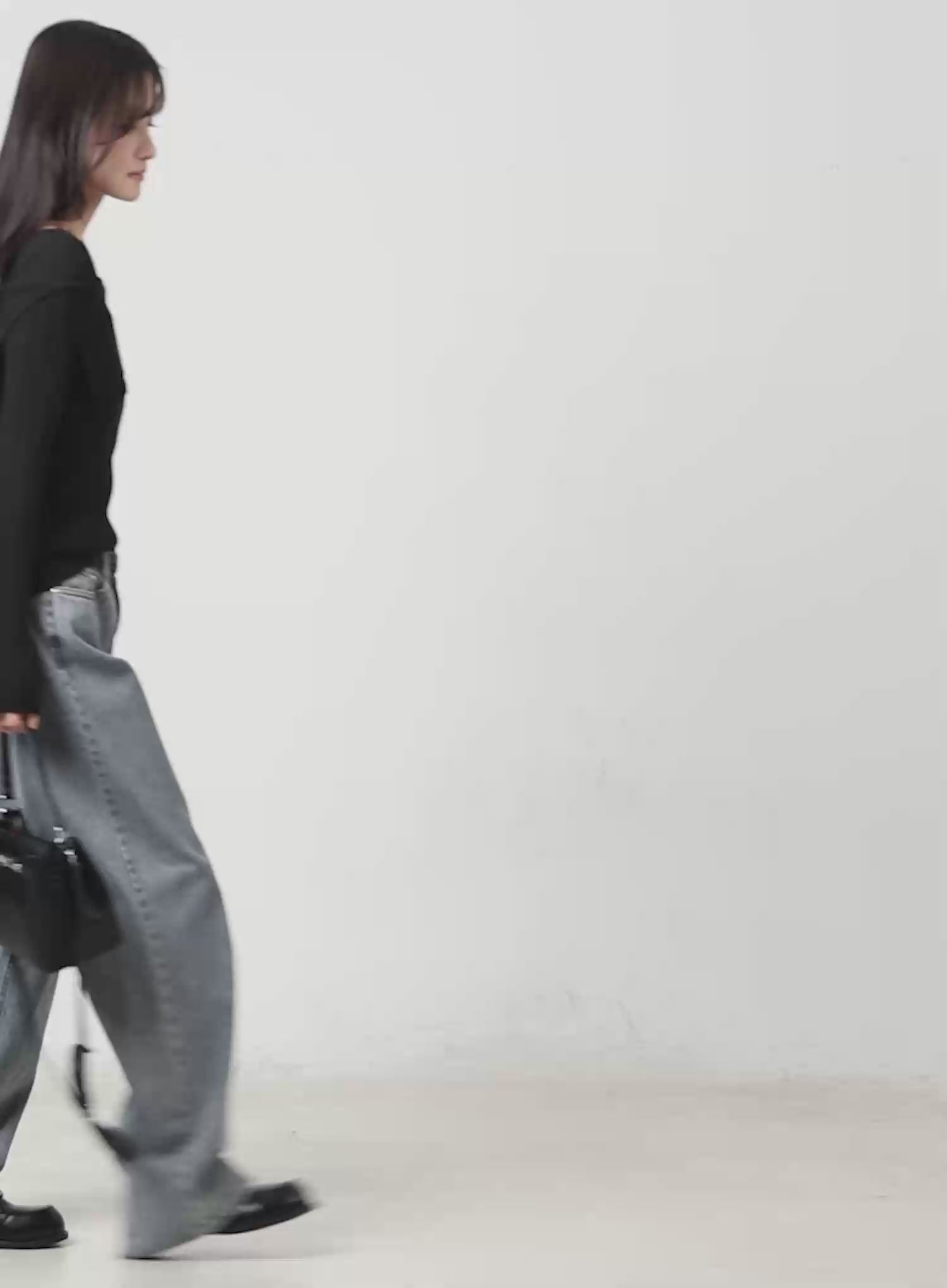 Ysabelle Gray Washed Wide Leg Jeans CM510