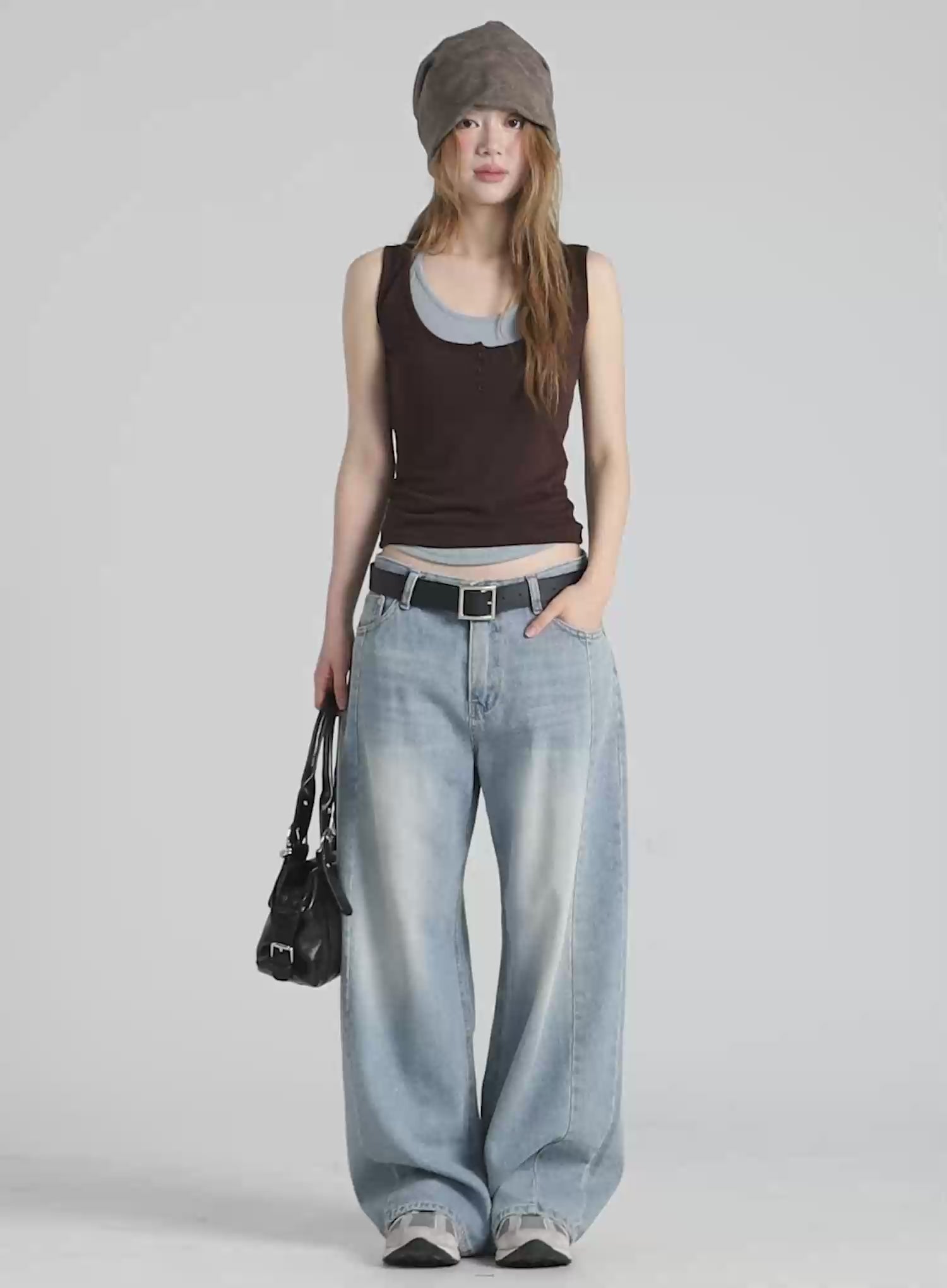 Button Detail Layered Sleeveless Top CY508