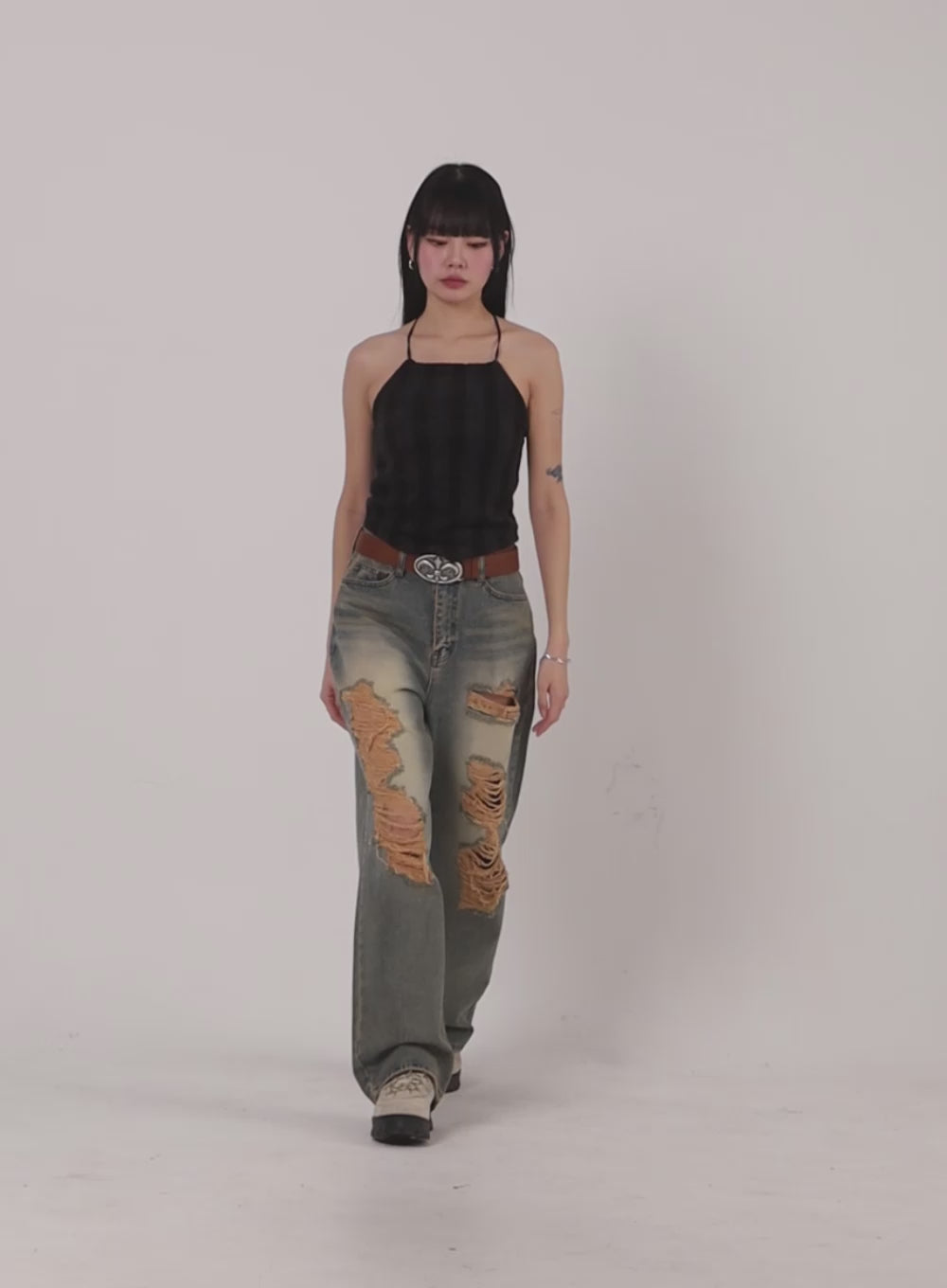 Knit Halter Crop Cami Top IF413