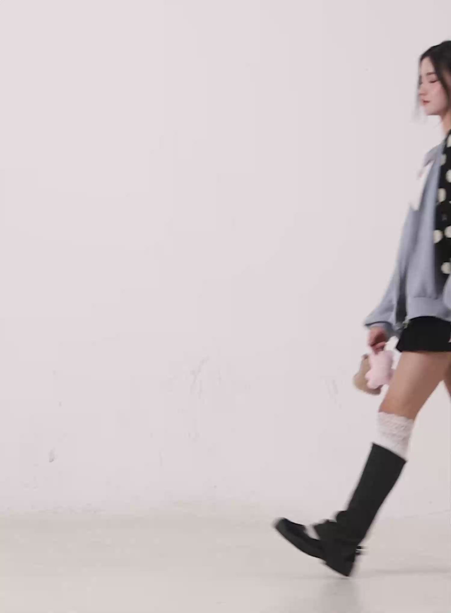 Contrast Oversized Zip-Up Hoodie IO527