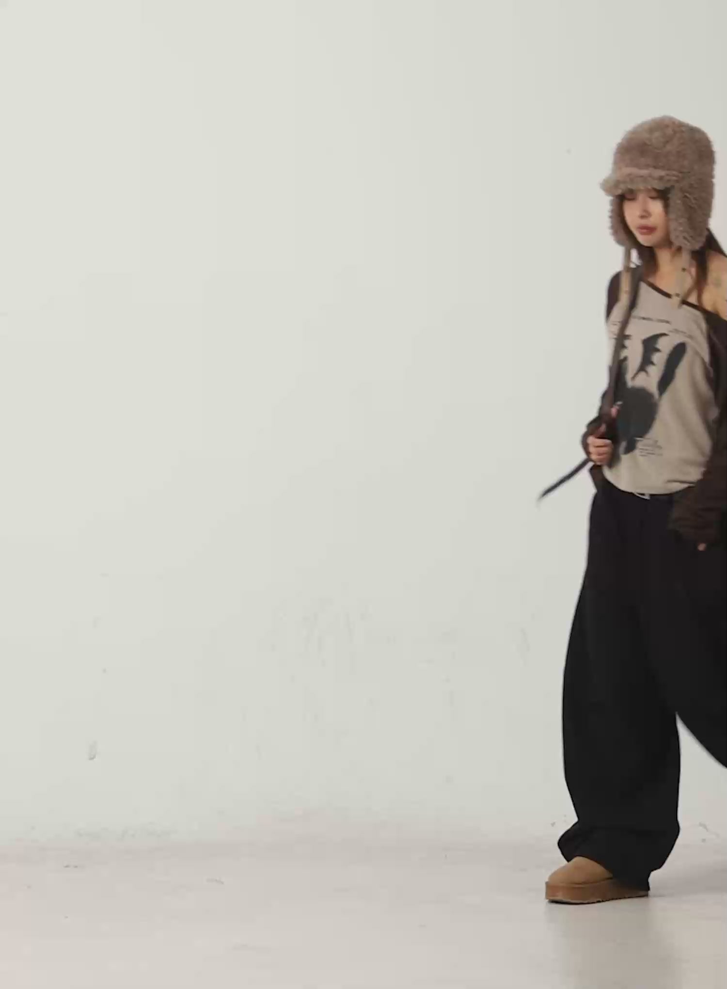 Plaid Accent Wide-Leg Pants IN528