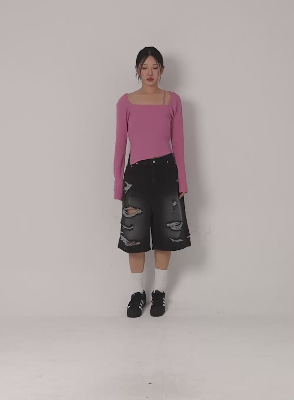 Ripped Bermuda Pants Unisex CG303