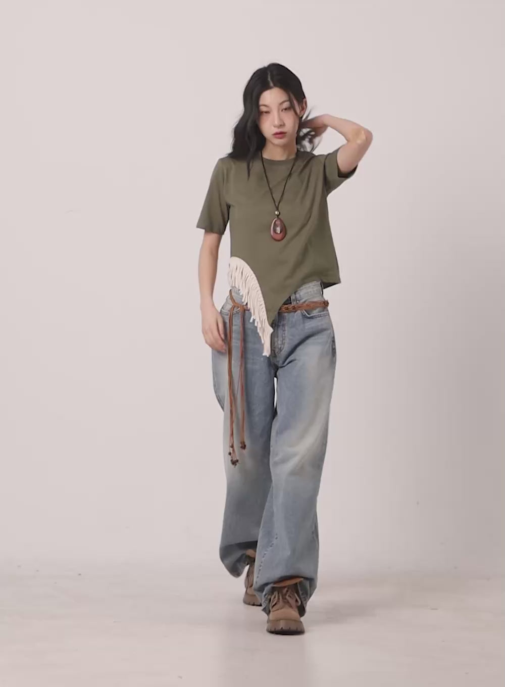 Fringe-Hem Asymmetric Top CF513