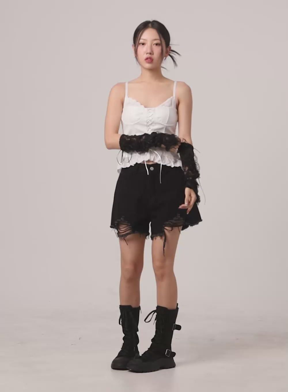 Lace Corset Crop Sleeveless Top OU403