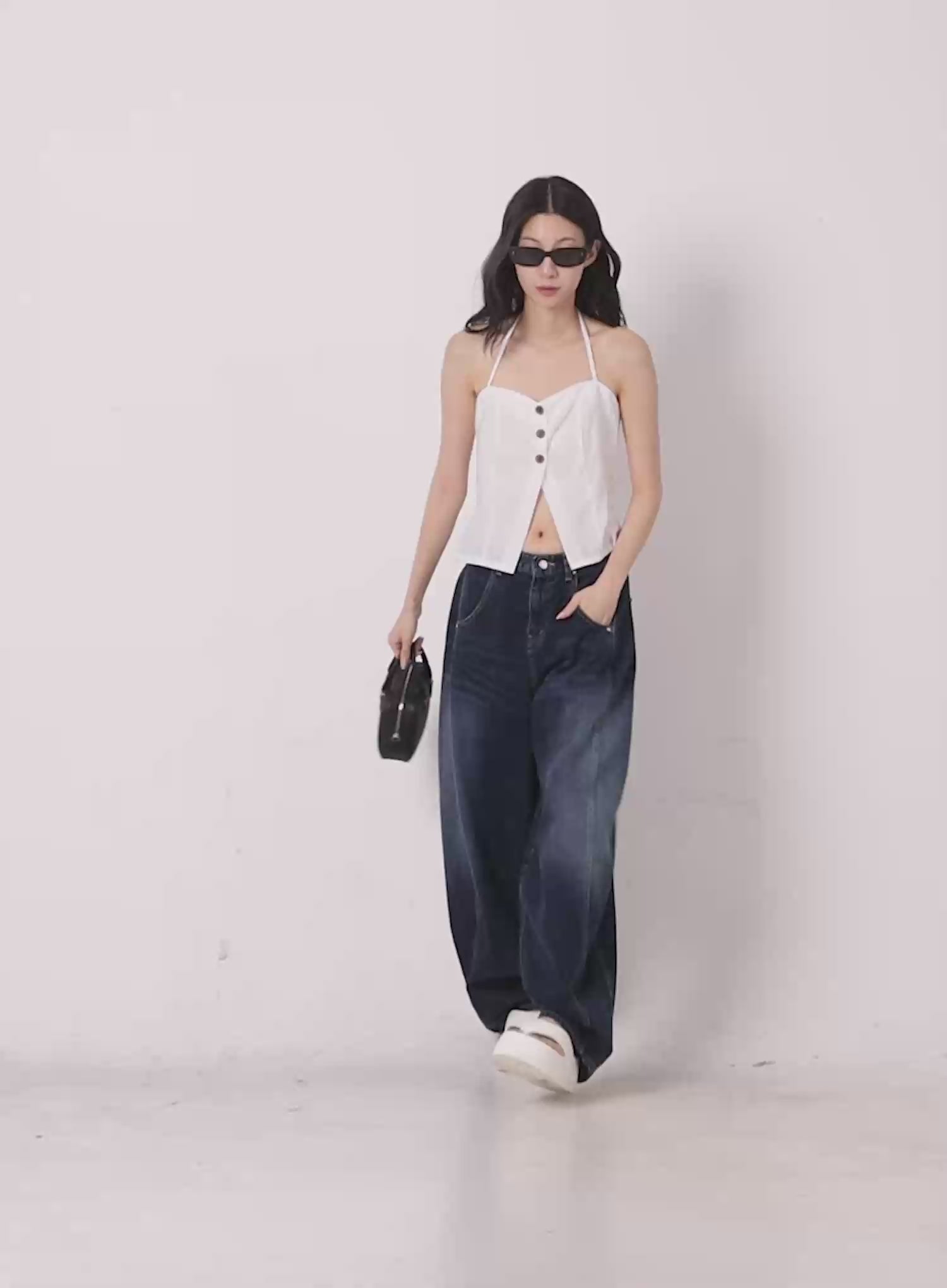 Sohee Angel Wing Print Wide-Leg Jeans IG508