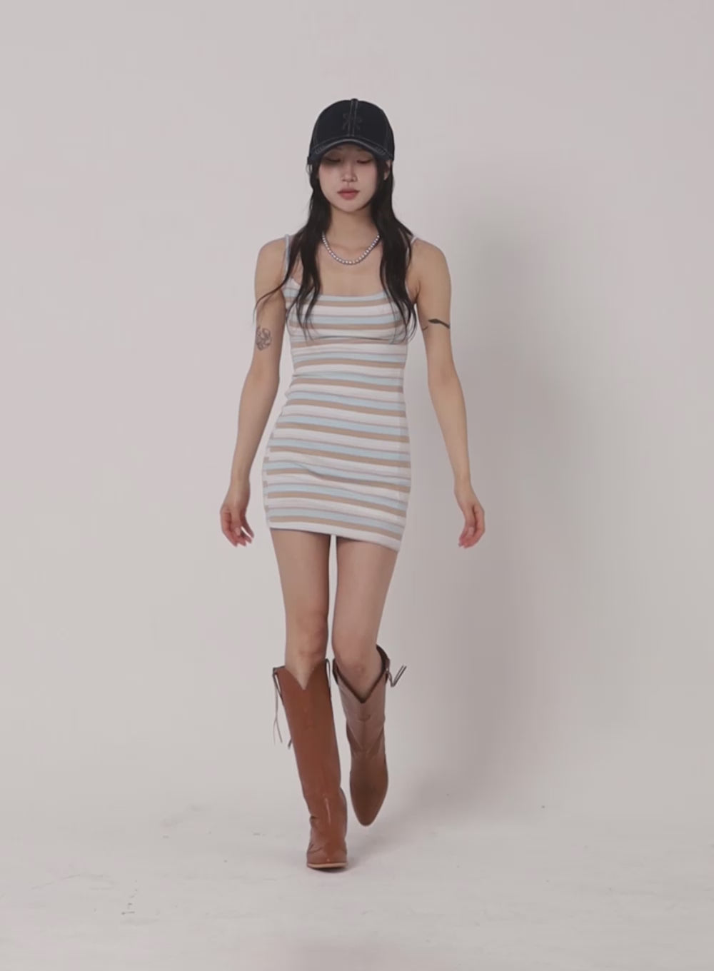 Stripe Slim Mini Dress IM404