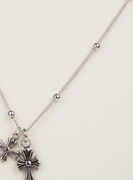 elysian-flower-cross-necklace-im531 / Silver