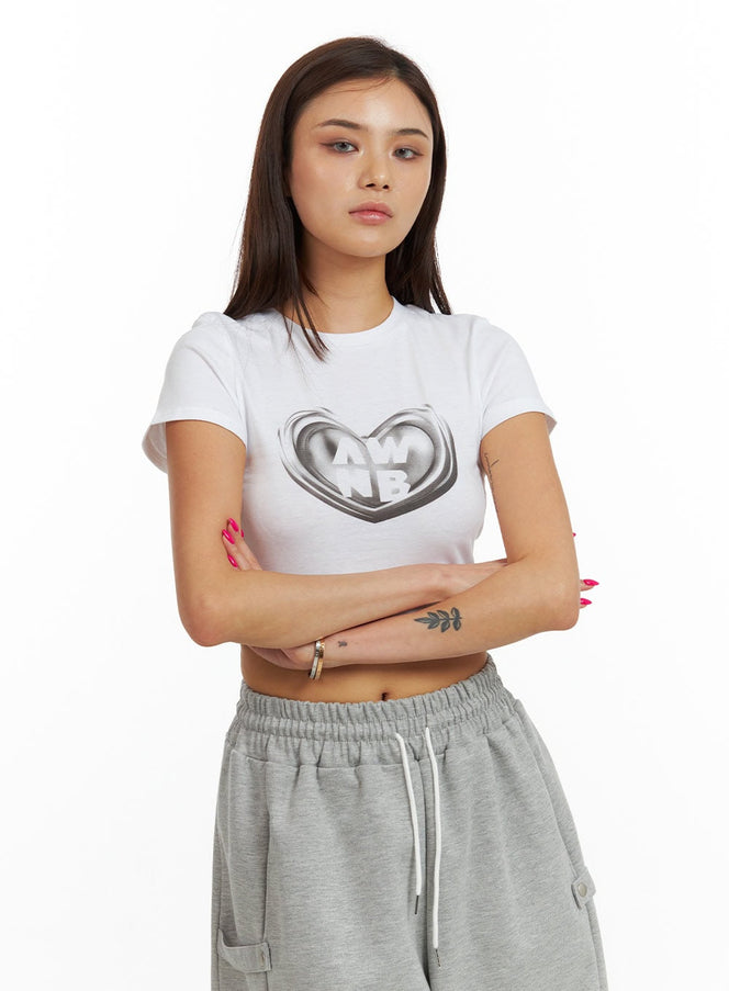 Herz-Rundhals-T-Shirt BU308