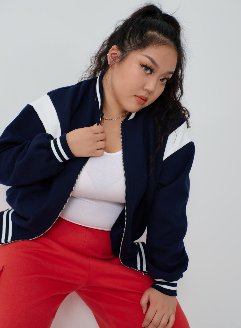 Plus Size Womens Varsity Jacket Multiple Colors 