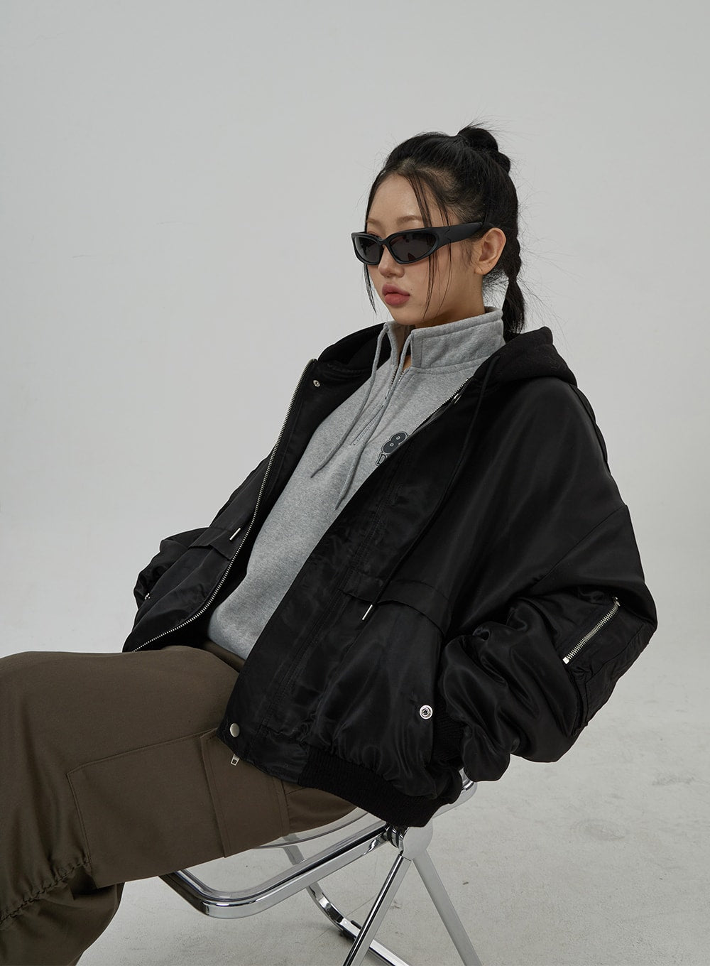 Adika, Jackets & Coats, Glossy Black Puffer Jacket