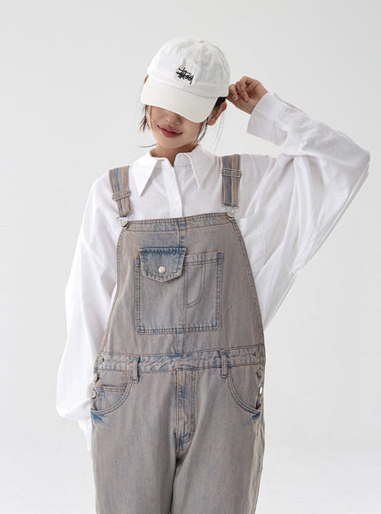 Pink Washed Overfit Denim Overalls CG16