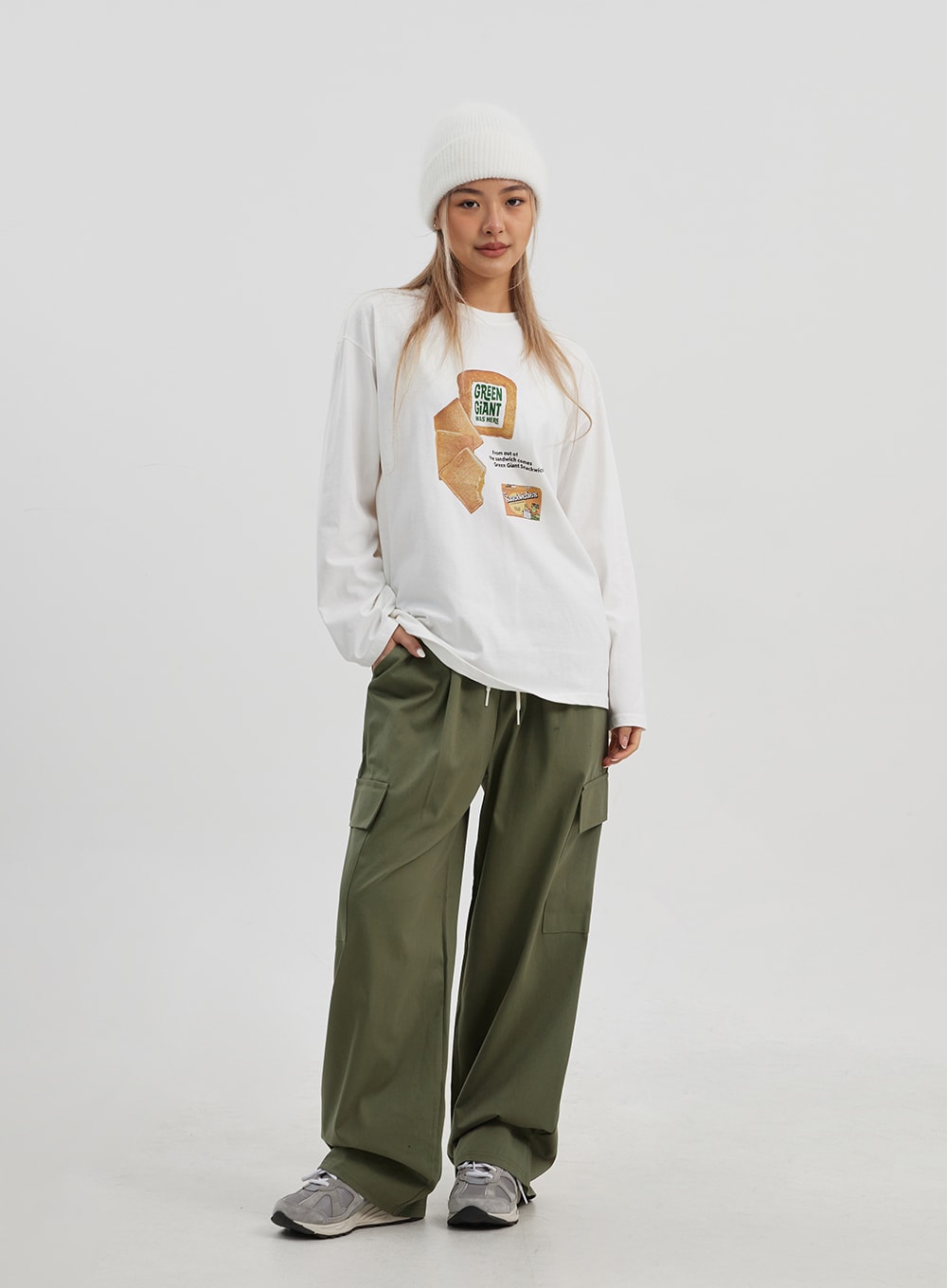 ASOS DESIGN baggy cargo trouser in khaki