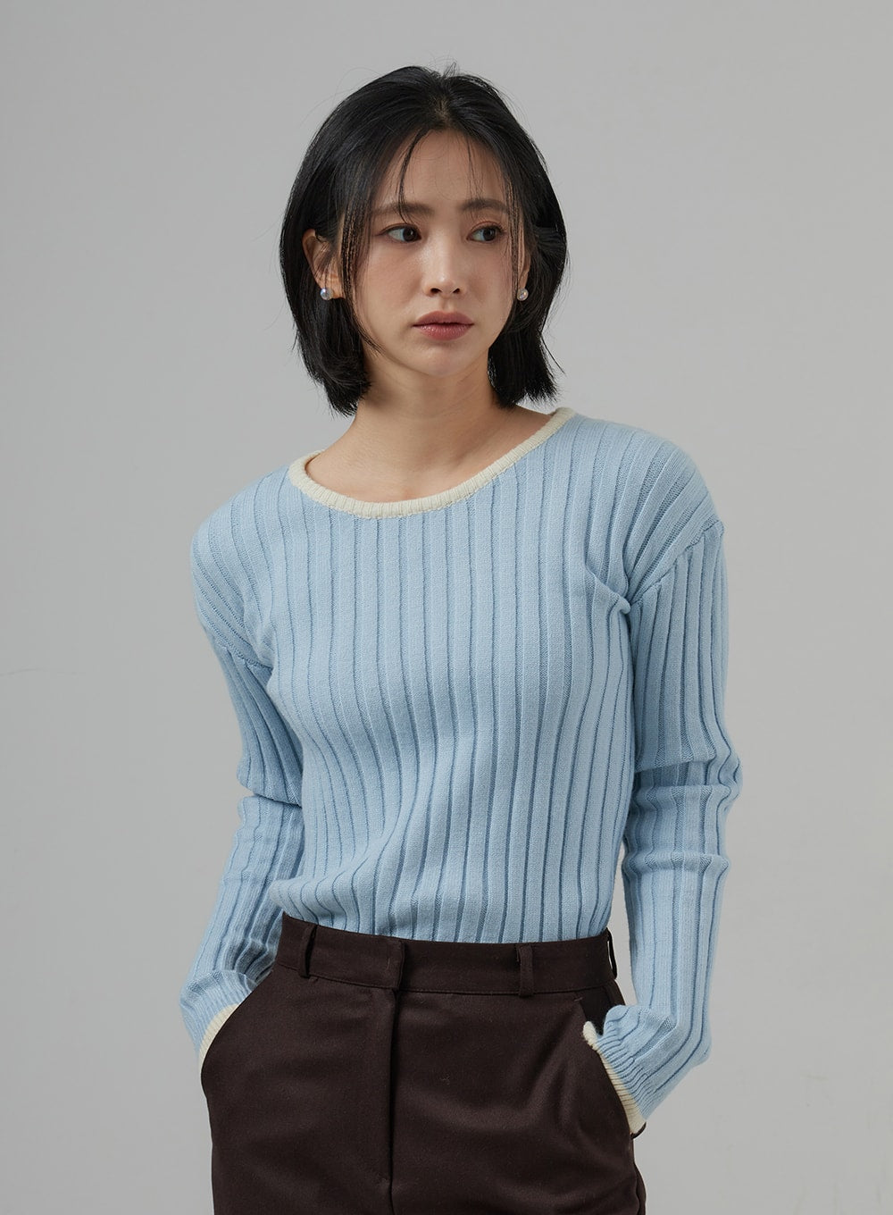 Two-Colored Ribbed Tee