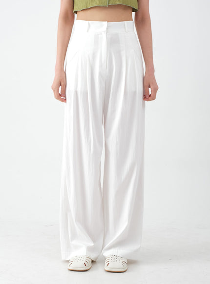 Wide Leg Tailored Pintuck Trousers CM3