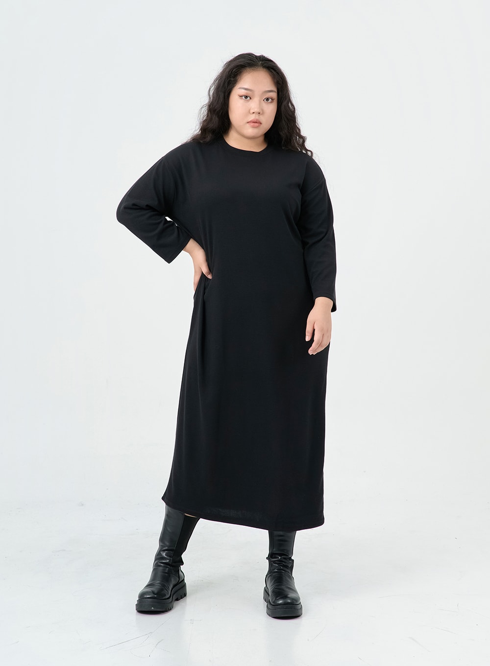 Plus Round Neck Long Skirt IS02