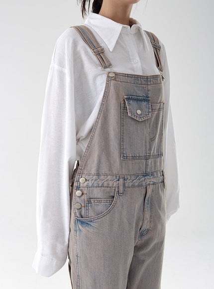 Pink Washed Overfit Denim Overalls CG16