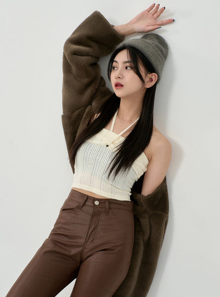 Faux Leather Straight Pants BD09