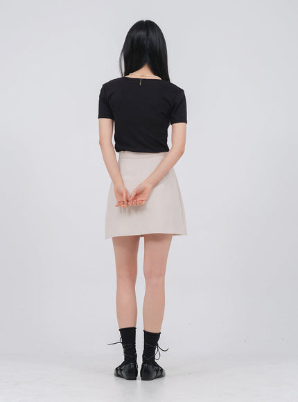 Heart Neck Short Sleeve T Shirt U1502