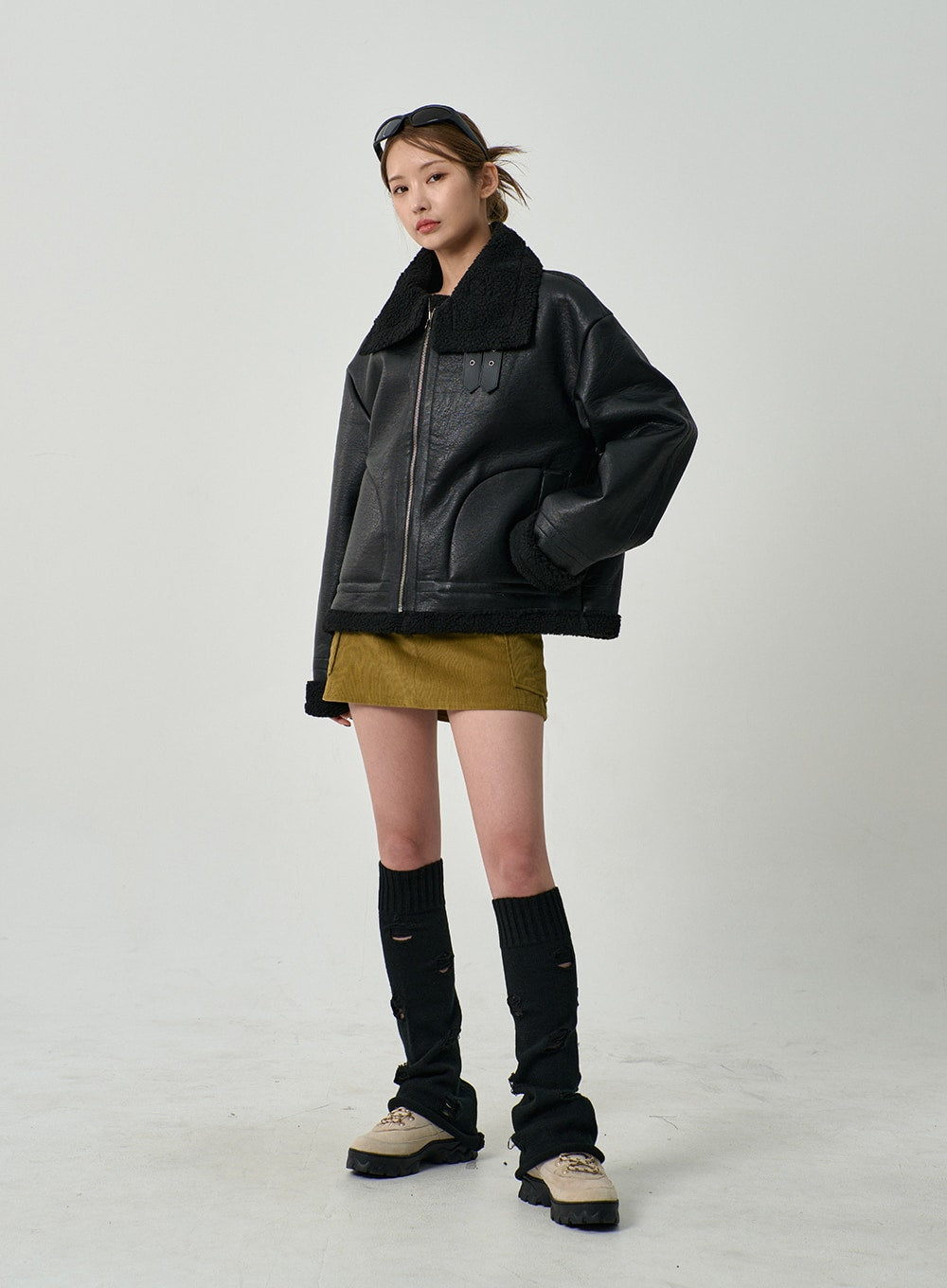 Faux Leather Shearling Jacket Unisex CD14