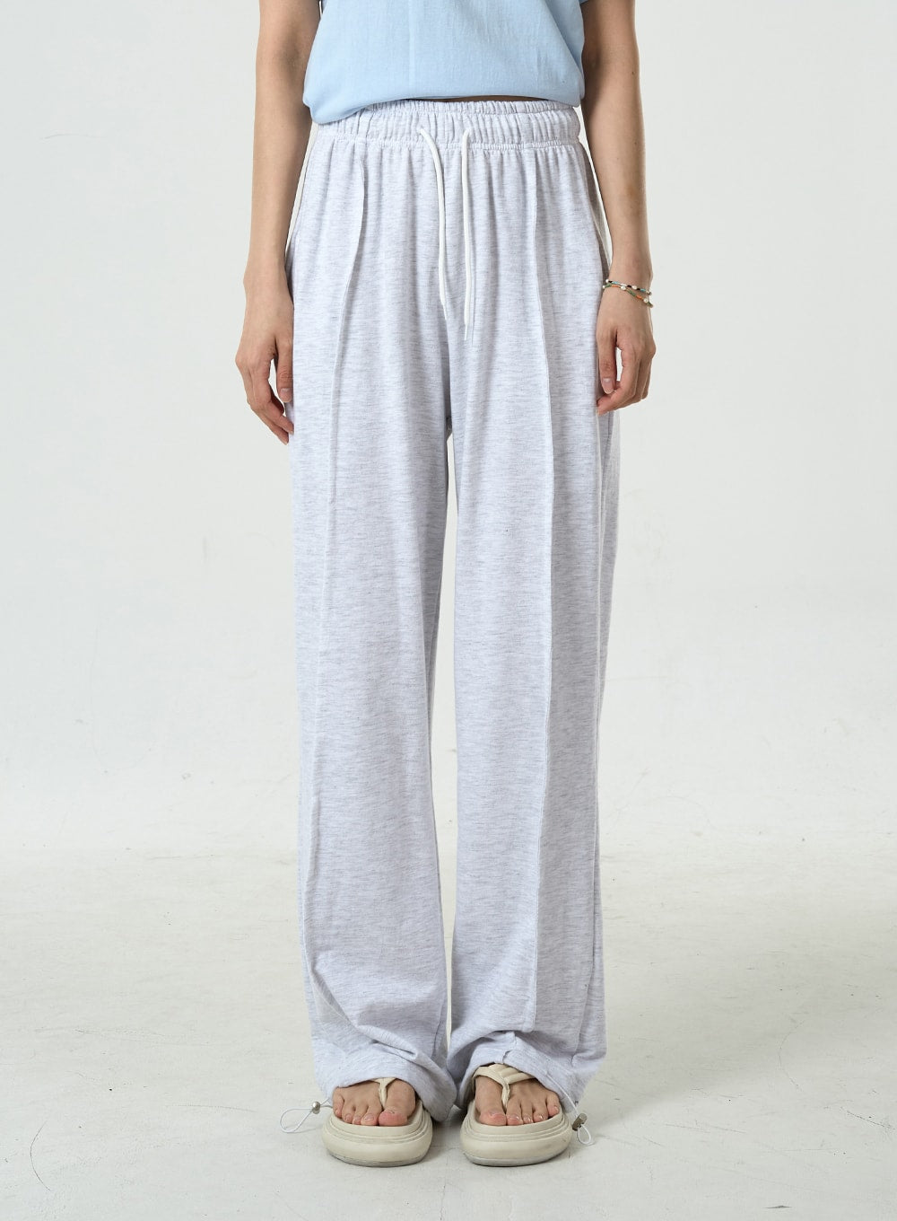 Pin-tuck Wide Leg Sweat Pants CU7 - Lewkin