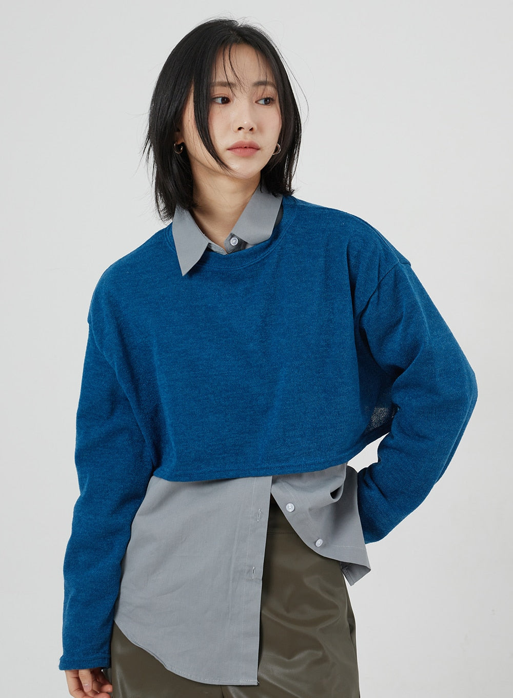 Oversized Cropped Sweater OM303