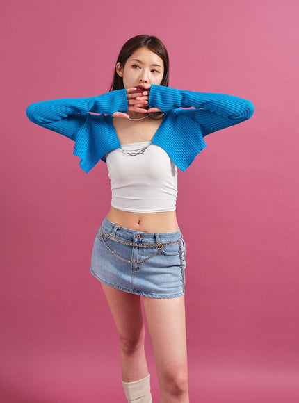 Chain Tied Crop Cardigan CM6