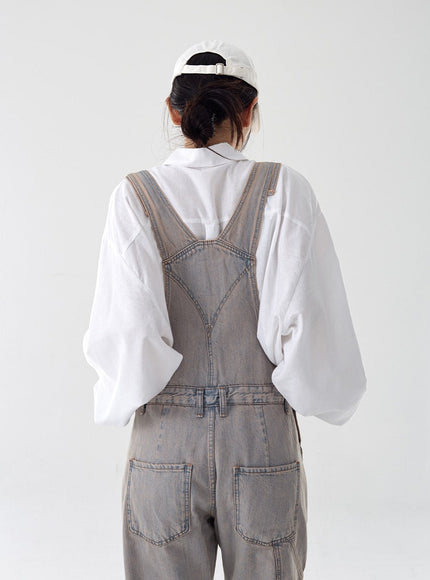 Pink Washed Overfit Denim Overalls CG16