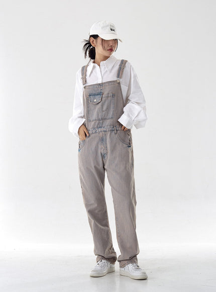 Pink Washed Overfit Denim Overalls CG16