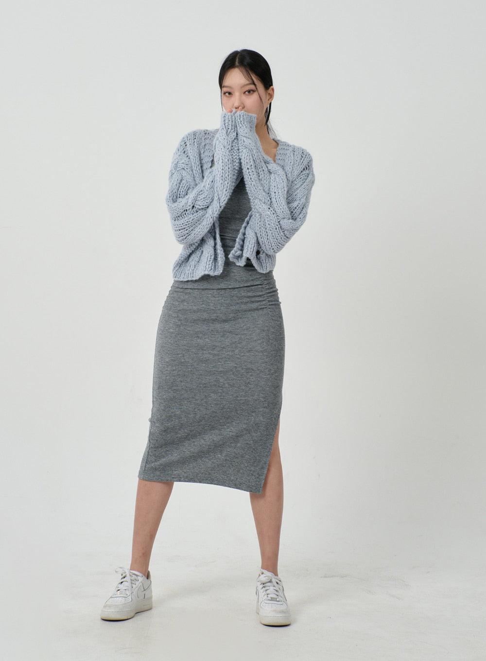 Oversized Cropped Knit Cardigan ID22