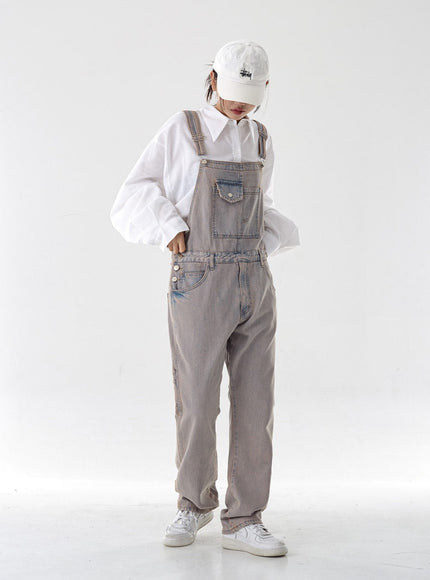 Pink Washed Overfit Denim Overalls CG16