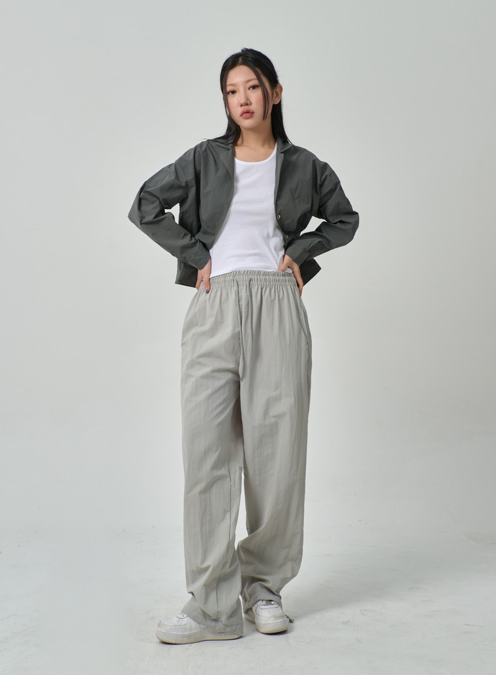 Drawstring Nylon Track Pants IF315